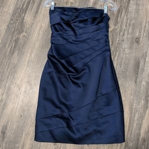 Davids Bridal Navy Blue Short  Strapless dress